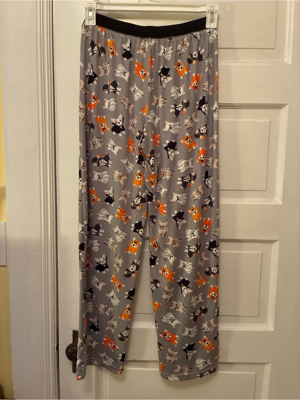 Rene Rofe Gray Dog-Pattern Lounge Joggers with Orange & Black Accents